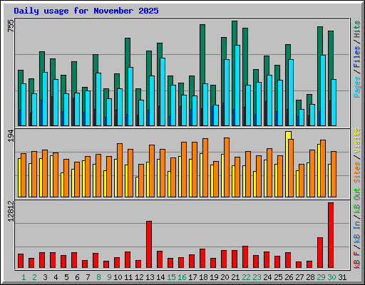 Daily usage for November 2025